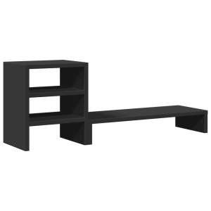 Soporte monitor organizador escritorio madera ingeniería negro H