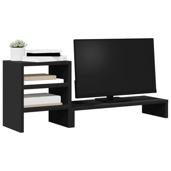 Soporte monitor organizador escritorio madera ingeniería negro M 3