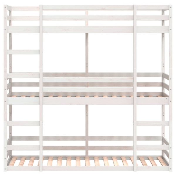 Litera triple de madera maciza de pino blanco 90x190 cm M 5