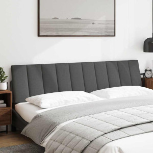Cabecero de cama acolchado tela gris oscuro 200 cm H