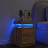 Mesitas noche con LED 2 uds madera marrón roble 35x39x55 cm 1