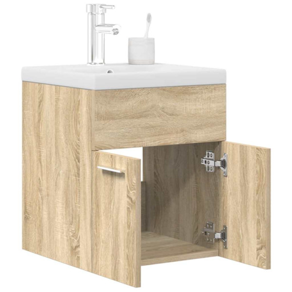 Mueble de baño con lavabo incorporado y grifo roble Sonoma D