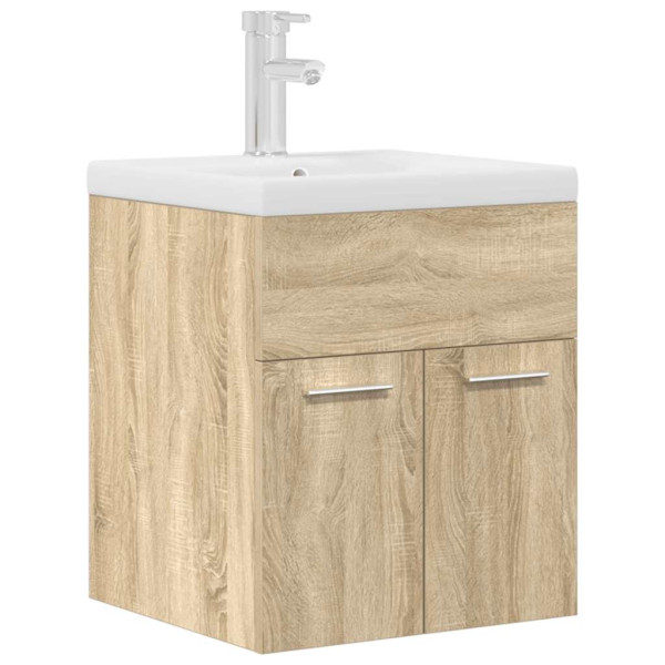 Mueble de baño con lavabo incorporado y grifo roble Sonoma M 2