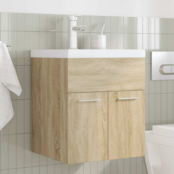 Mueble de baño con lavabo incorporado y grifo roble Sonoma M 3