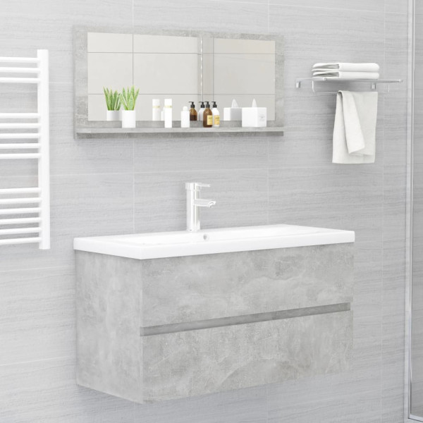 Espejo de baño madera contrachapada gris hormigón 90x10.5x37 cm M 4