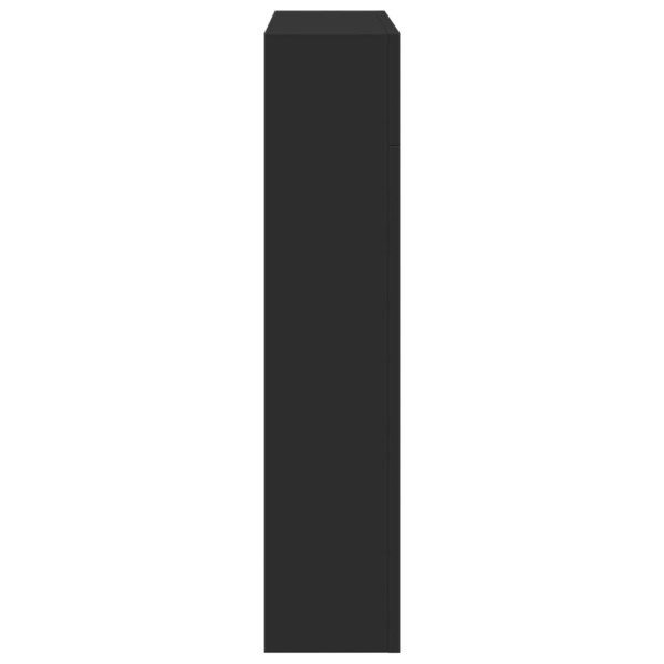 Borde de chimenea madera ingeniería negro 81x18x82 cm M 5