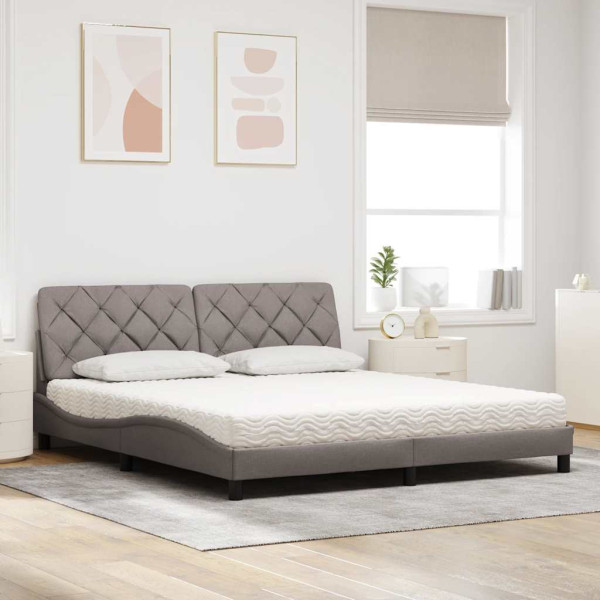Cama con colchón de tela gris taupe 180x200 cm M 3
