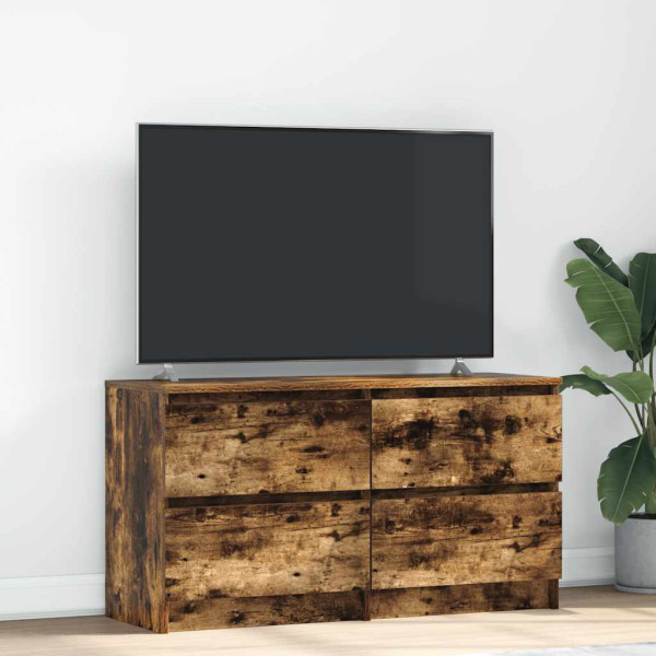 Mueble de TV madera de ingeniería roble ahumado 100x35x54 cm D