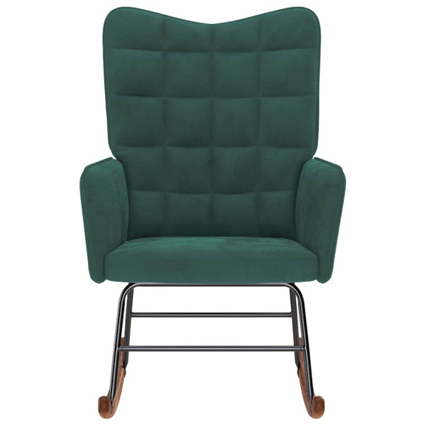 Silla mecedora de terciopelo verde oscuro M 4