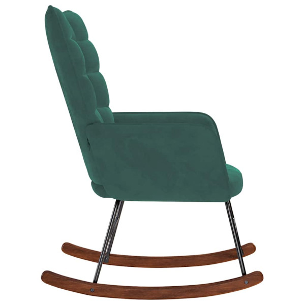 Silla mecedora de terciopelo verde oscuro M 5