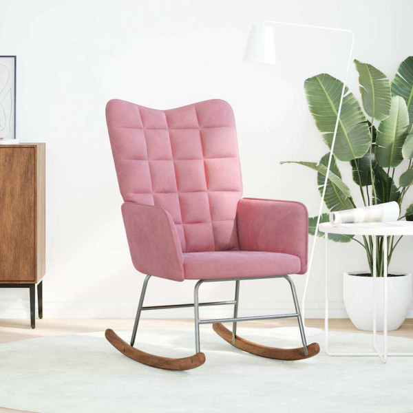 Cadeira de baloiço veludo rosa M 3