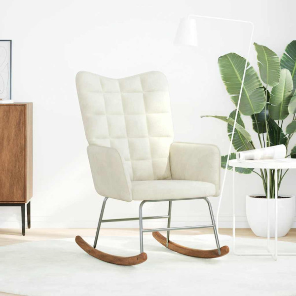 Silla mecedora de terciopelo crema M 3