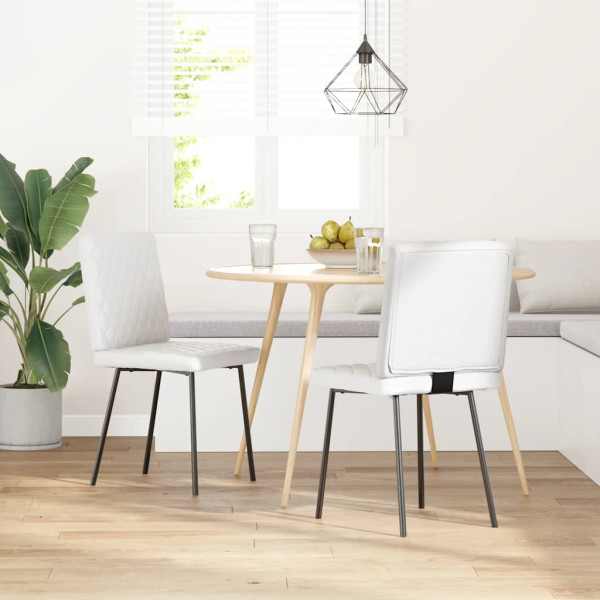 Cadeiras de jantar 2 pcs couro artificial branco M 2