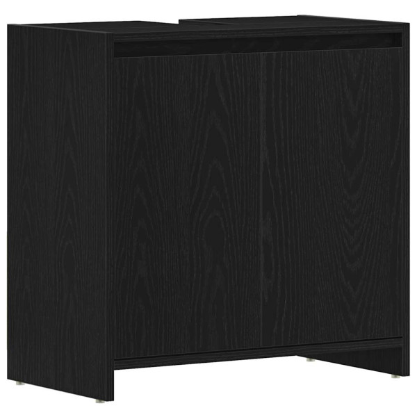 Armario de baño madera contrachapada negro roble 60x33x60 cm M 2