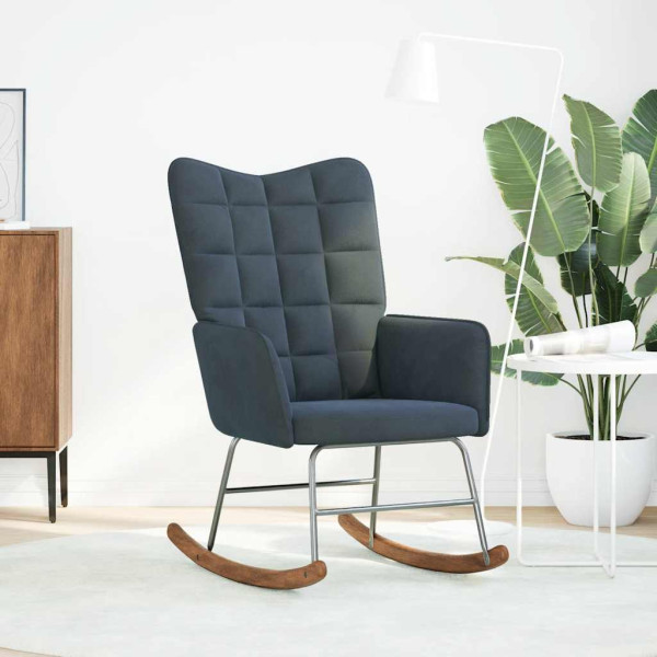 Silla mecedora de terciopelo gris oscuro M 3