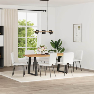 Sillas de comedor 6 uds cuero sintético blanco H