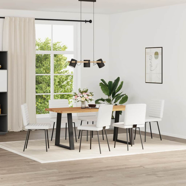 Sillas de comedor 6 uds cuero sintético blanco M 2