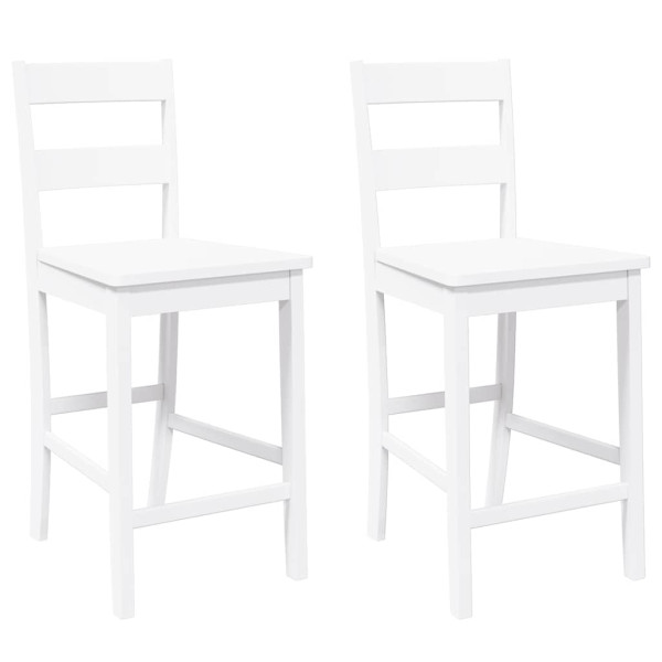 Bancos de bar 2 pcs madeira de seringueira maciça branco M 2