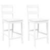 Taburetes de bar 2 uds madera maciza blanca caucho 2