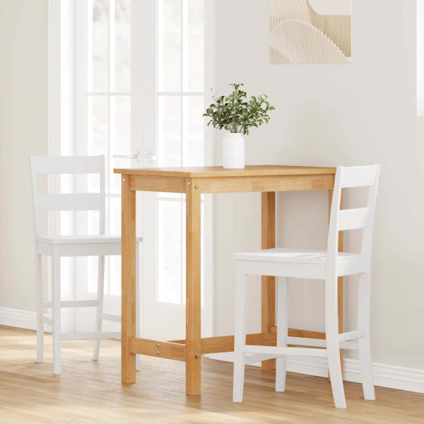 Bancos de bar 2 pcs madeira de seringueira maciça branco M 3