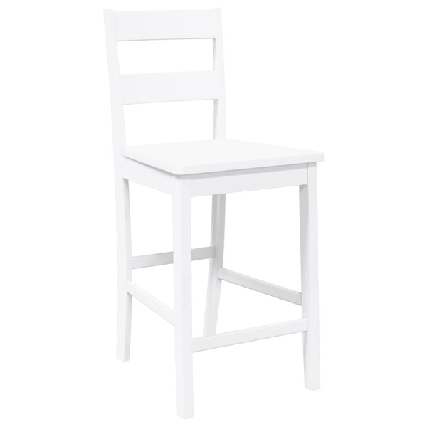 Bancos de bar 2 pcs madeira de seringueira maciça branco M 4