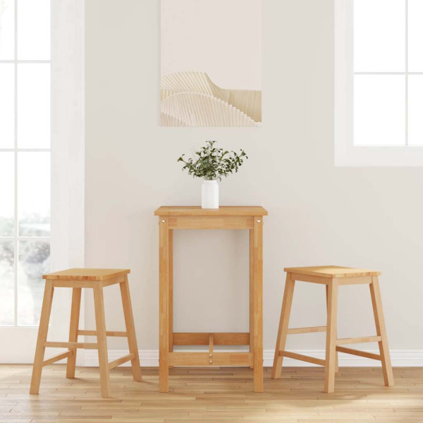 Sillas de bar 2 uds madera maciza caucho D