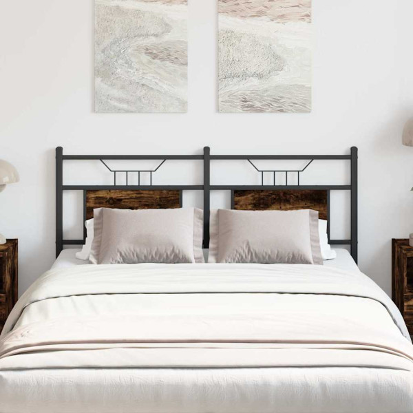 Cabecero de madera de ingeniería y acero roble ahumado 137 cm D