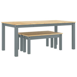 Juego de comedor Panama 3 pzas madera maciza de pino gris H