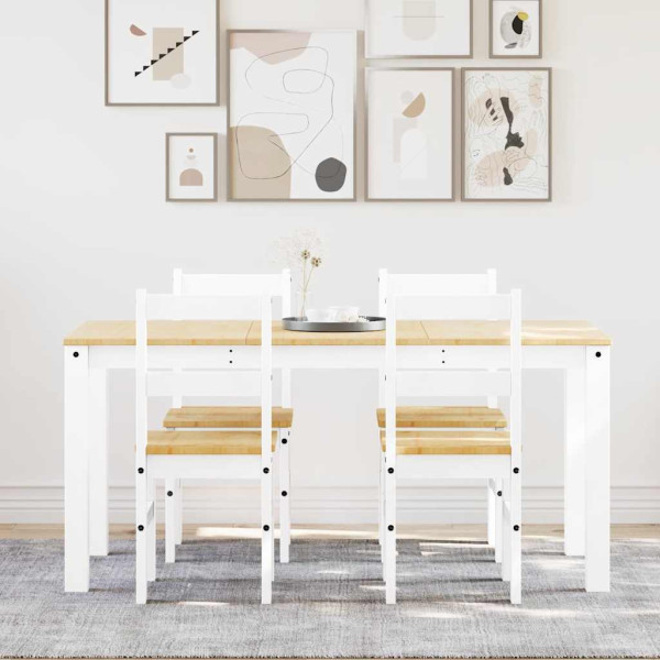 Juego de comedor Panama 5 pzas madera maciza de pino blanco M 4