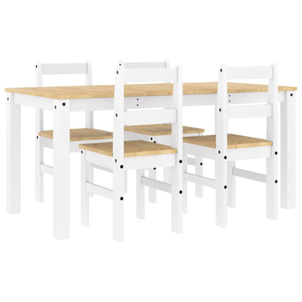 Juego de comedor Panama 5 pzas madera maciza de pino blanco D