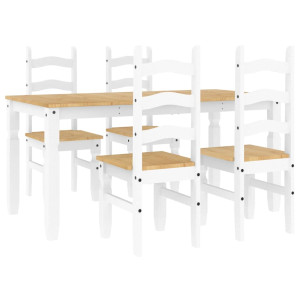 5 pcs conjunto de jantar Panama madeira pinho maciça branco H