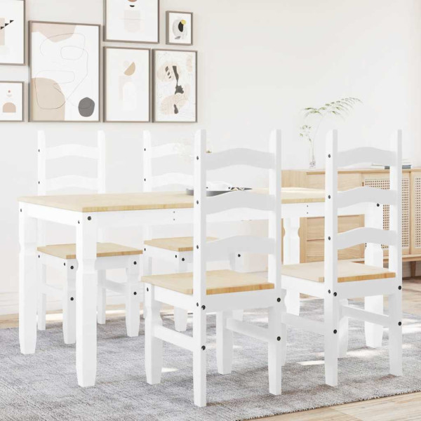 5 pcs conjunto de jantar Panama madeira pinho maciça branco M 3