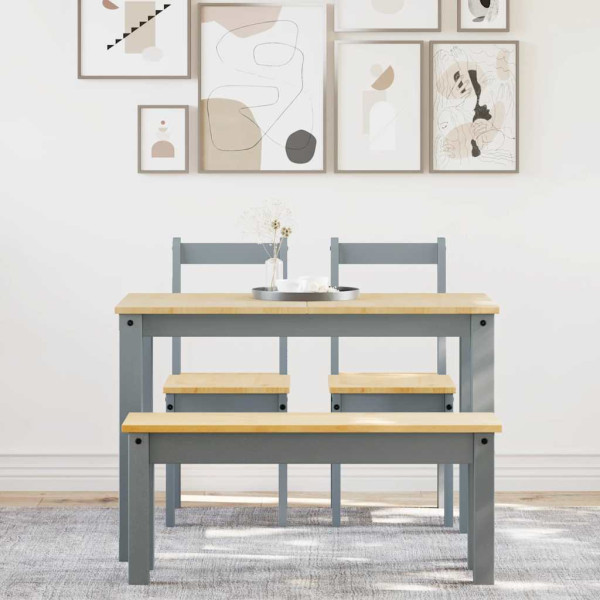 Juego de comedor Panama 4 pzas madera maciza de pino gris M 3