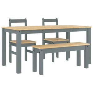Juego de comedor Panama 4 pzas madera maciza de pino gris H