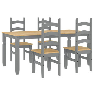 Juego de comedor Panama 5 pzas madera maciza de pino gris H