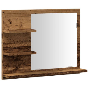 Espejo mueble de cuarto de baño madera envejecida 60x10.5x45 cm H