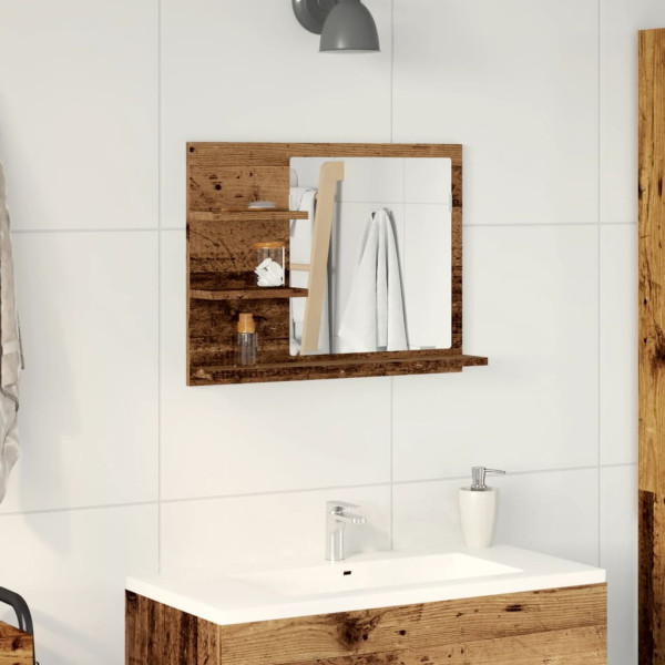 Espejo mueble de cuarto de baño madera envejecida 60x10.5x45 cm M 3