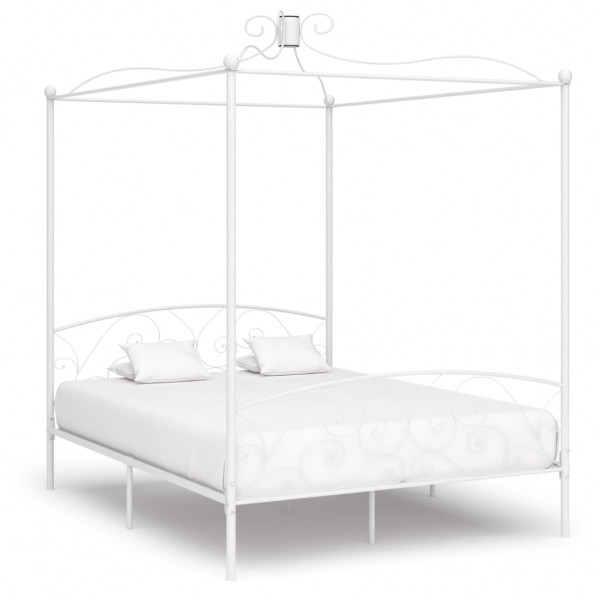 Estructura de cama con dosel metal blanco 180x200 cm D