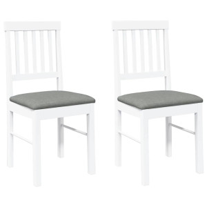 Cadeiras de jantar com almofadões 2 pcs madeira maciça branco H