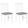 Sillas de comedor con cojines 2uds madera maciza blanco caucho 2