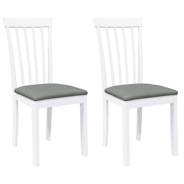 Cadeiras de jantar com almofadões 2 pcs madeira maciça branco M 2
