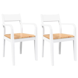 Sillas de comedor 2 unidades madera maciza de caucho blanco H