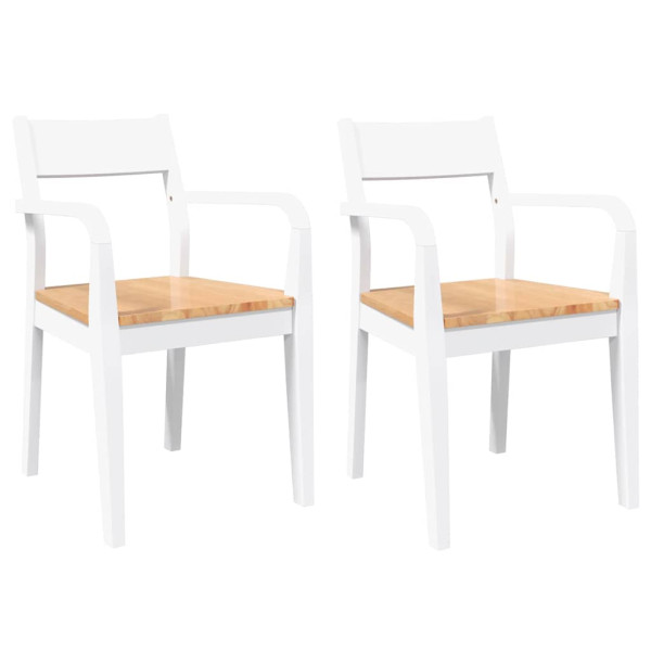 Cadeiras de jantar 2 pcs madeira de seringueira maciça branco M 2