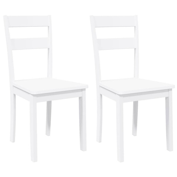 Sillas de comedor 2 unidades madera maciza de caucho blanco M 2