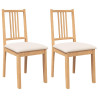 Sillas de comedor con cojines 2uds madera maciza natural caucho 2