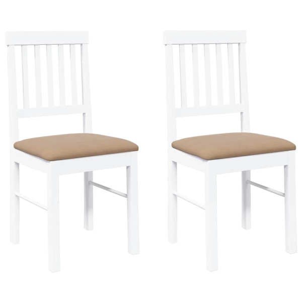 Cadeiras de jantar com almofadões 2 pcs madeira maciça branco M 2