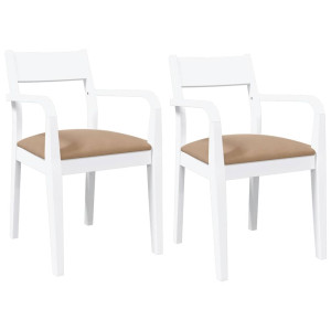 Cadeiras de jantar com almofadões 2 pcs madeira maciça branco H