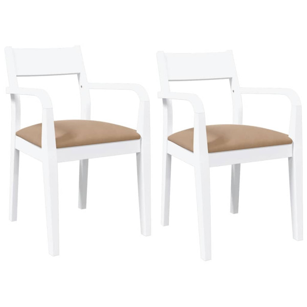 Cadeiras de jantar com almofadões 2 pcs madeira maciça branco M 2