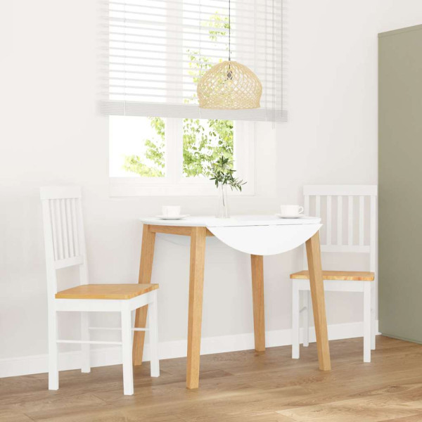 Sillas de comedor 2 unidades madera maciza de caucho blanco D