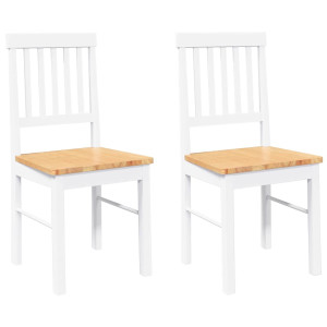Sillas de comedor 2 unidades madera maciza de caucho blanco H
